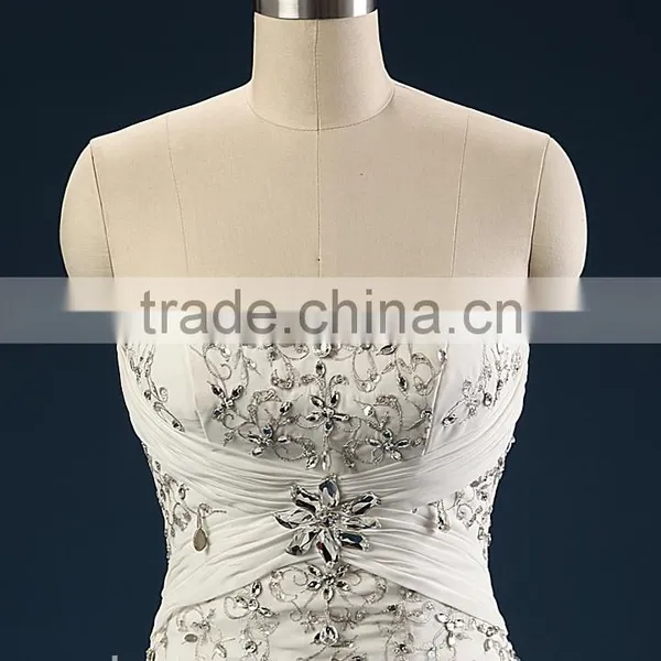Elegant Embroidered A-Line Strapless Neckline and Sleeveless Lace Wedding Dress AS436 photo-4