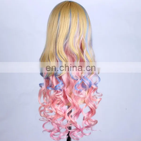 Long Multi-color Blonde/purple/pink Curly Cosplay Wig photo-2