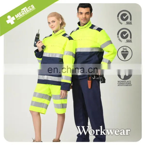 Yellow and Blue Customized Reflective Pipe Working Safety Jacket