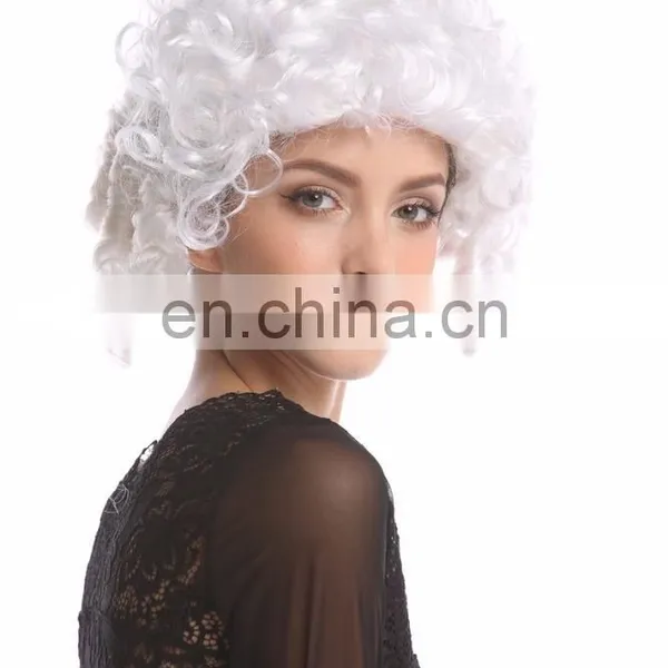 Rococo Baroque Short White Curly Wigs P-W237 photo-4