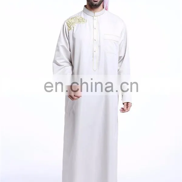Muslim High Quality Embroidered Men Arab Thobe Newest Designs Men Saudi Thobe Islamic Daffah Thobe