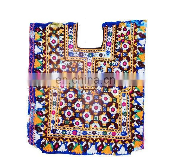 IIndian Vintage Handmade Neck Yoke Thread With Mirror ,Embroidery Work Applique Patch Sewing Craft.Big Vintage Banjara Neck Yoke photo-4