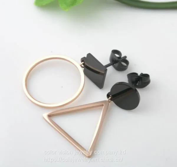 Fashion Lady Stainless Steel Geometry Ear Stud Earring 18K Gold Earring Rose Gold Stud Earring
