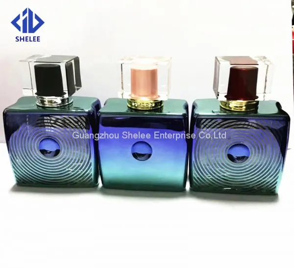 China Manufacturer Supply Plating Colorful Glass Perfume Bottle With Cap
