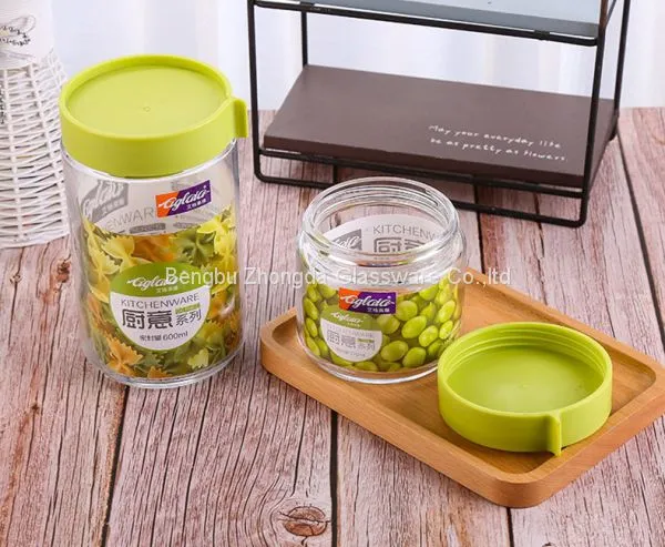 High-capacity Glass Jar Lucid Storage Plastic Lid for Grain Dry Kitchen Glassware photo-3