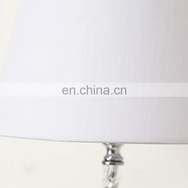 European Design Bedroom Decoration White Barrel Lampshade Silver Metal Table Lamp for Salon photo-4