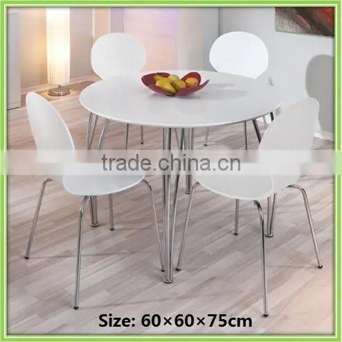New Design Round 4 Seater European Style White Wood Dining Room Set