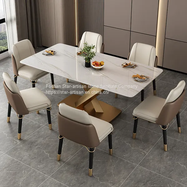 Italian Modern Natural Artificial Marble Rock Board Dining Table