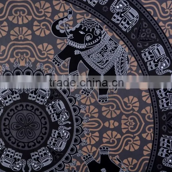 Indian Tapestry Cotton Brown-Gray Mandala Elephants Vintage Wall Hanging Art Tapestries Throw Bedsheet photo-4