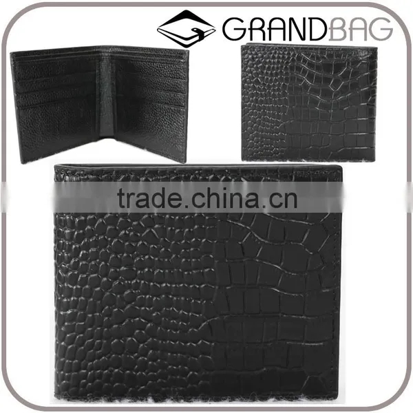 High Quality Custom Wholesale RFID Genuine Crocodile Pattern Cow Leather Small Wallet for Men