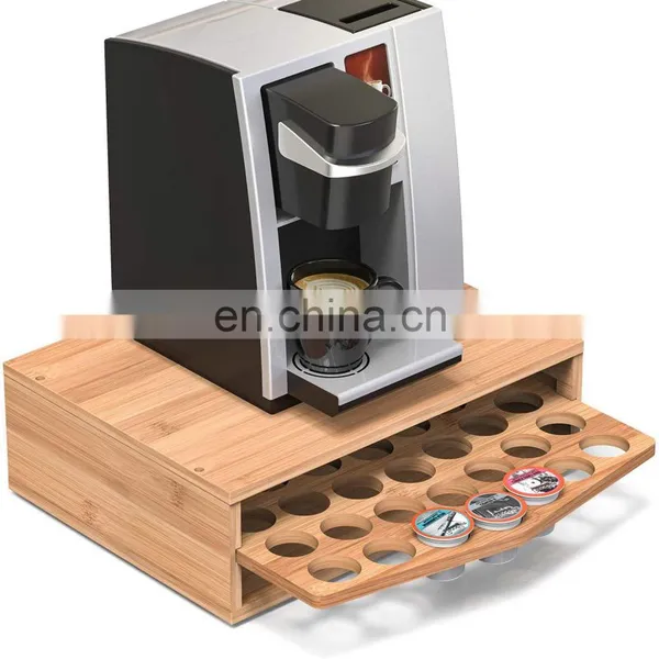 Bamboo Coffee Pod Storage Holder Organizer With Drawer For Keurig K-cup Pods photo-4