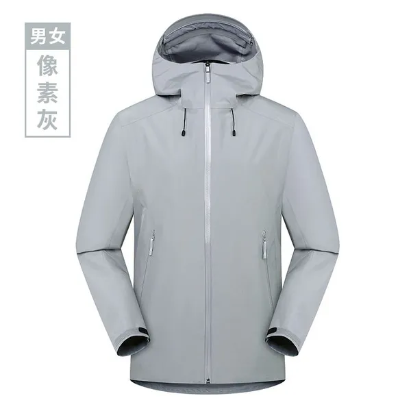 Customized Zipper Hard Shell Sports Jacket Waterproof 10000mm Breathable Outdoor Windbreaker Stand Hooded Jacket Running