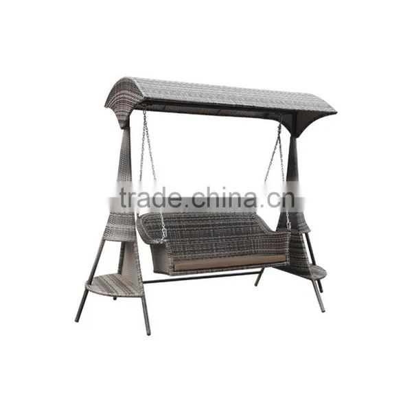 Double Luxury Patio Rattan Hanging Swing Chair Wicker Hanging Garden Swing Chairs photo-3