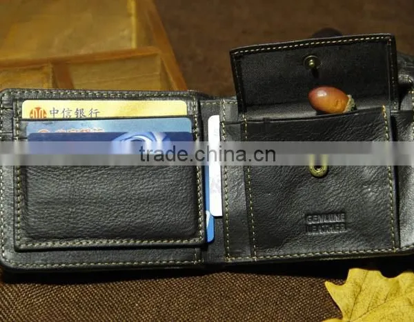 Hot Sell Men's Brown Rugged Canvas & Genuine Leather Bifold Bill Fold Wallet Bag photo-6