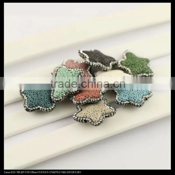 LFD-0099B Wholesale Mixed Color Volcanic Lava Stone Pave Rhinestone Crystal Loose Spacer Bead For Jewelry Making Bracelet photo-2