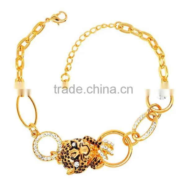 Trendy And Lovely Animal Jewelry Leopard Head Bracelet Austrian Crystal Lucky Stone Bracelet photo-4