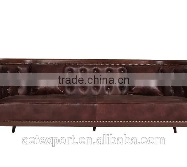 Modern Style Teak Solid Wood Sofa Designs With Leather Set photo-3