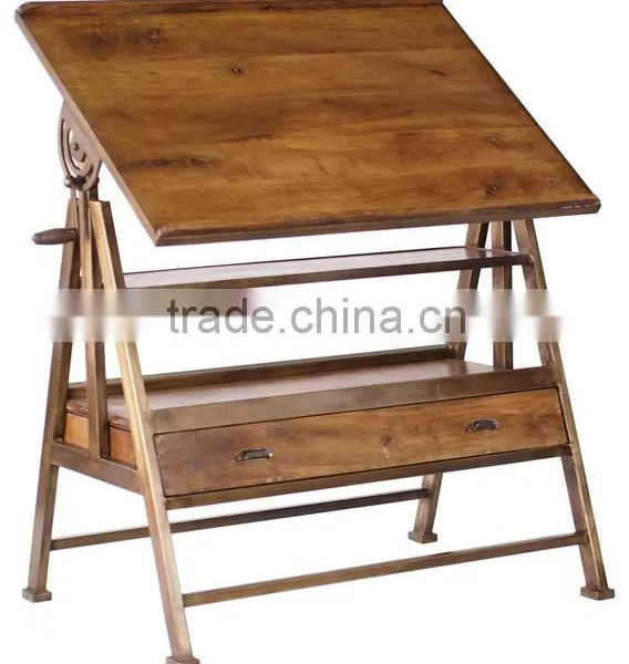 French Vintage Industrial dining table, Draft Table