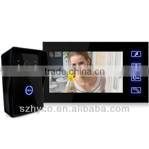 7" TFT Color LCD Video Door Phone Hands Free Visual Intercom Doorbell IR Night Vision Touch Key With Video Record Optional