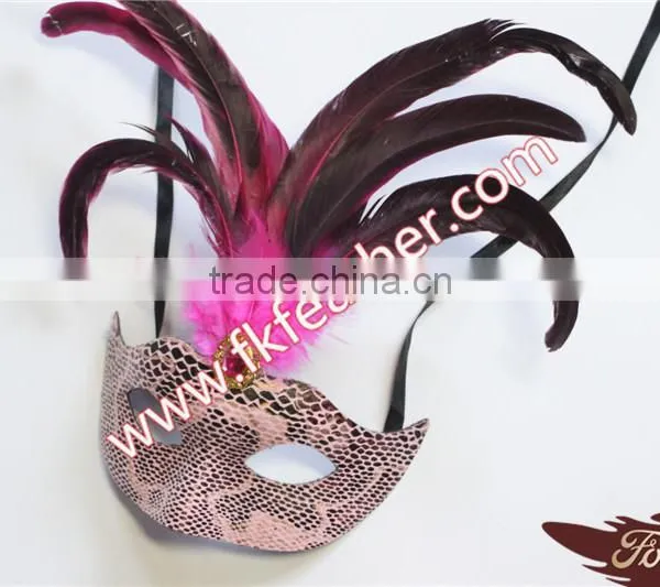 Wholesale Party Mask With Rooster Tail Feather Decoration photo-2