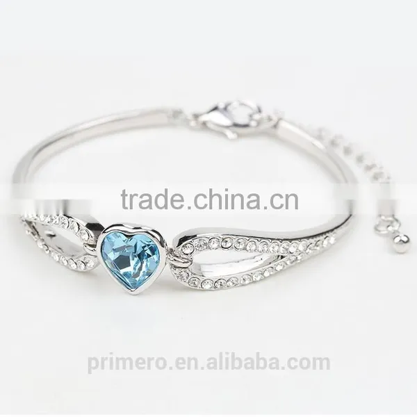Love Gifts Austrian Crystal Rhinestones Heart Angel Wings Bracelet Bangle Jewelry photo-4
