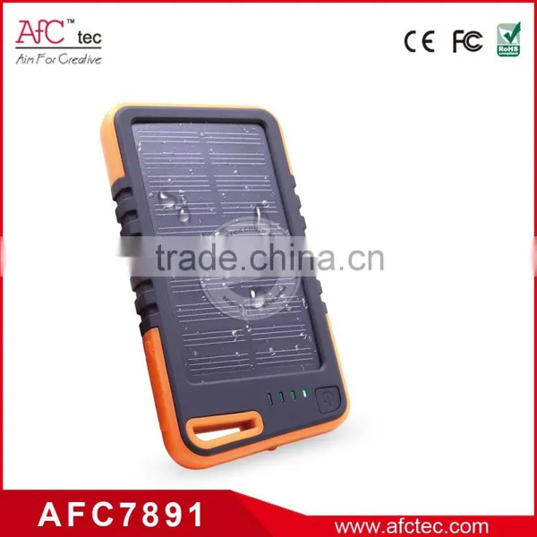 2015 New Product Abs Outdoor 5000mah Portable Waterproof Solar Power Bank for Mobile Phone photo-4