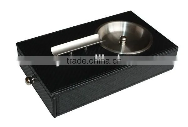 Vintage Black Patterned Leather Ashtrays for Valentine's Gift photo-2