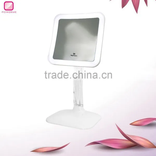 Makeup Mirror Square LED Lighted Vanity Mirror With Base Powerme Cosmetic photo-2