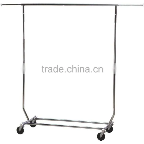 Adjustable Double Rail Rolling Garment Rack Hanging Clothes Rack With Brake Wheels photo-3
