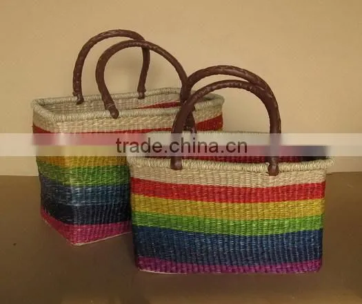 Rainbow Seagrass Basket Weaving S/2