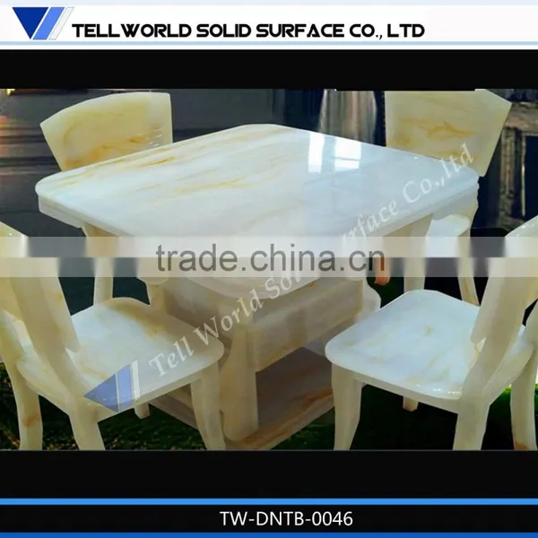 High Glossy Artifical Marble Chinese Restaurant Round Table Furniture photo-4