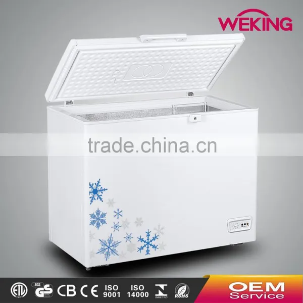 Chinese OEM Wholesale Color Painted Handle Lock Sliding Glass Door Chest Freezer CF-218(204L) With CE CB Certificate photo-2