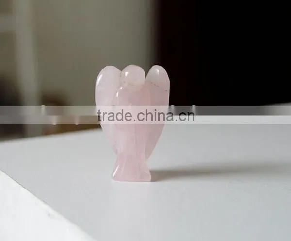 Small Hand Carved Rose Quartz Crystal Angel for Christmas Gift photo-4