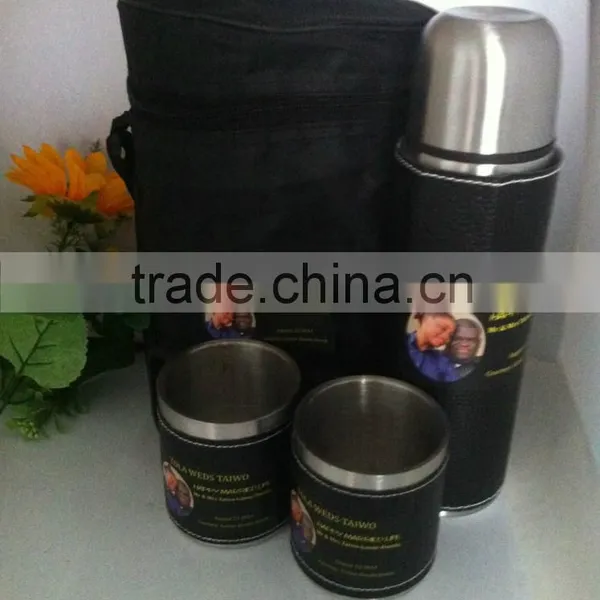 Stainless Steel Mug Gift 500ml Flask and 300ml Coffee Mug Set in Black Gift Box photo-2