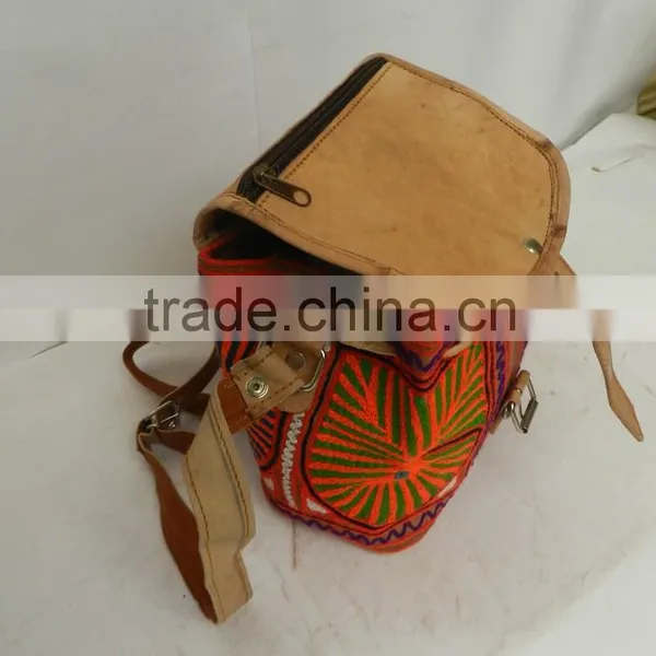 Real Goatleather Messenger Bag/shoulder Bag With Hand Crafted Embroidery photo-4
