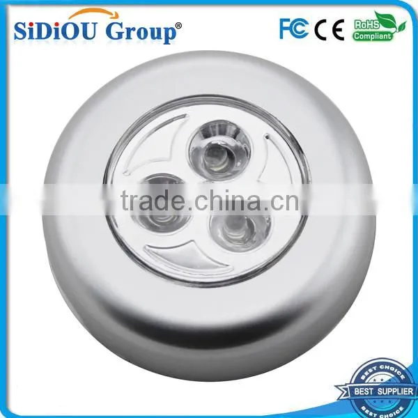 Light Round 3 LED Battery Powered Stick Tap Touch Light Click Lamp
