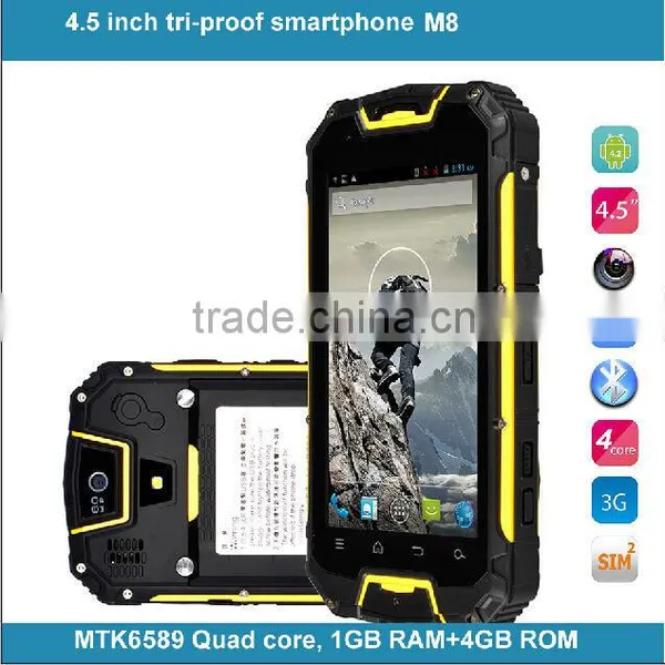 4.5 Inch IP68 Waterproof Phone MTK6589 With Walkie Talkie Dual Card Interphone M8 Waterproof