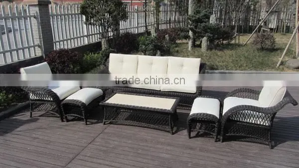 6Pcs Round Rattan Sofa Set Garden photo-6