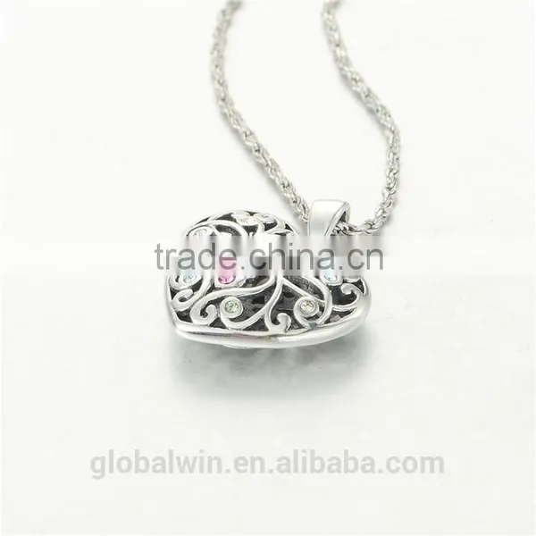 Beautiful Flower Sterling Silver Color CZ Open Heart Pendant For Gift photo-4