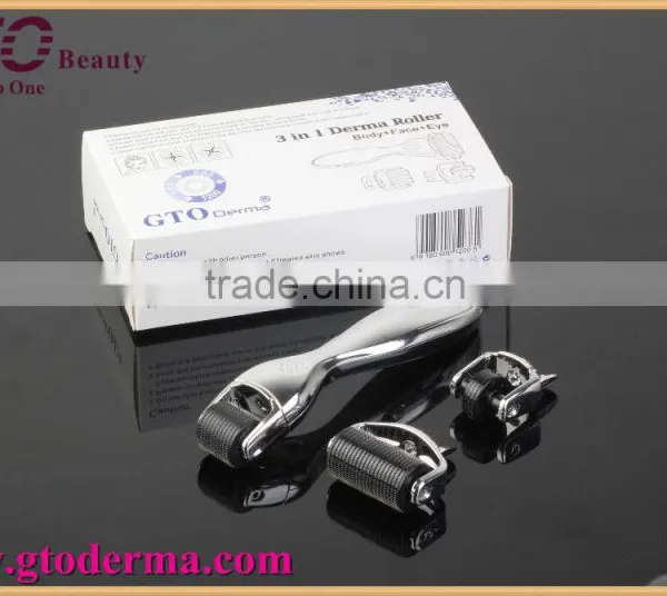 2016 Newest 3 In1 180+600+1200 Needle Derma Roller for Hair Loss Treatment photo-2