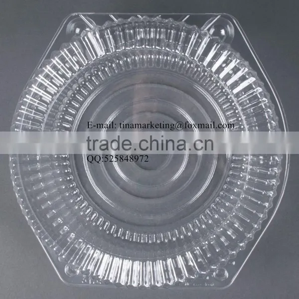 10" Hinged OPS Plastic Deep Pie Container, Plastic Clamshell Round Hinged Cake Container photo-6