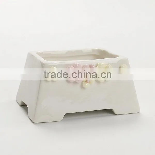 Creative Hand Pinching Flowers Small White Ceramic Flower Pots photo-3