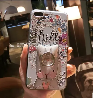 Мультяшный чехол для мобильного телефона. Силиконовые чехлы для iPhone7/7Plus/6/6s/6plus/6splus с кольцом для пальца и держателем-стендом photo-5