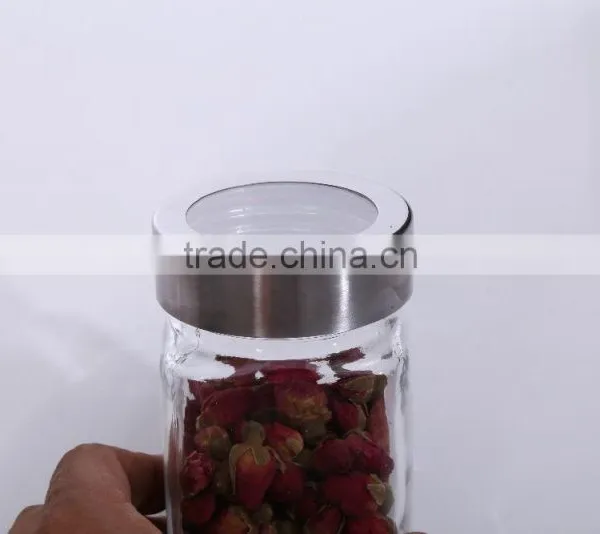 6oz Clear Sqaure Glass Spice Jars With Metal Screw Top Lid for Packaging photo-3