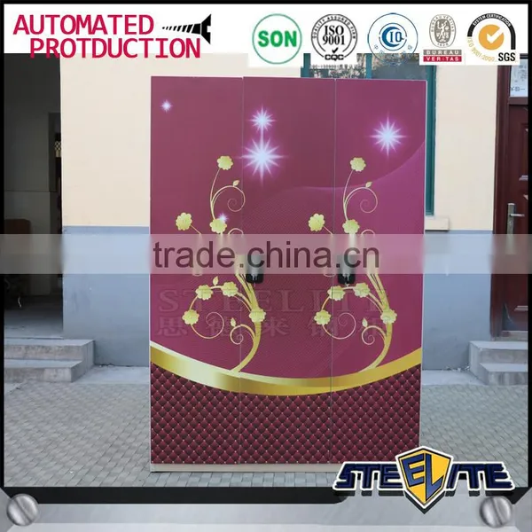 Indian Bedroom Wardrobe Designs 3 Door Steel Wardrobe Cabinet With Lock photo-5
