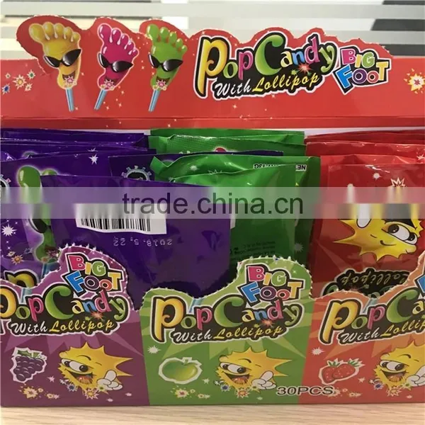 13g Popping+Lollipop Mixed Flavors Big Foot Pop Candy With Lollipop photo-4