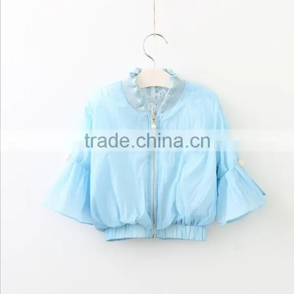 2017 Summer Girls Outdoor Sun-protective Clothing Coat With Pearl Decorative Zipper Pulls photo-3