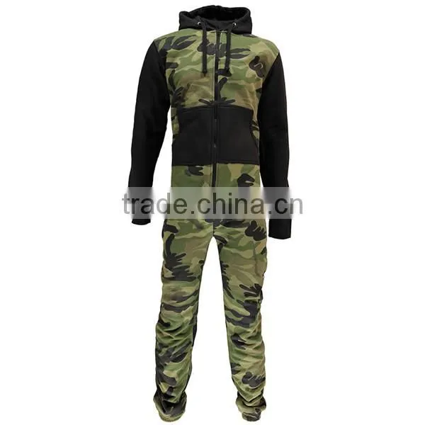 PA0019A Wholesale Camo Printed Adult Onesie With Black Sleeves and Pocket photo-3