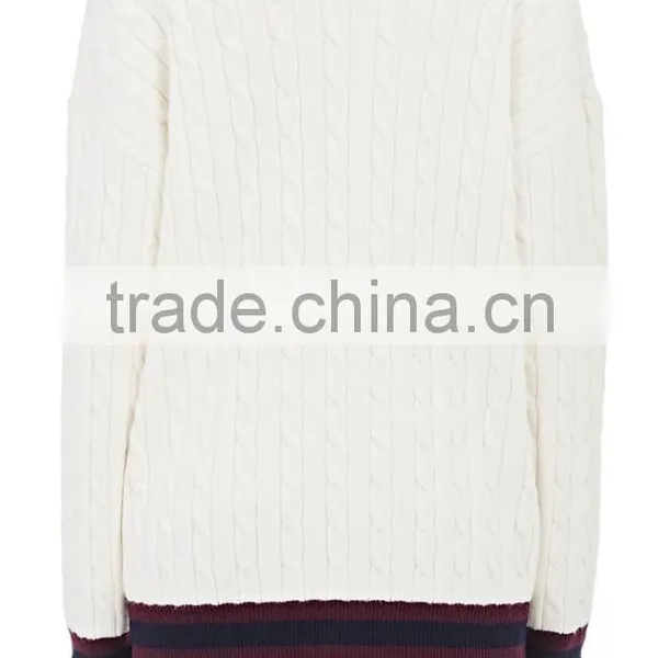 Wholesale Pure White V-Neck Rib-Knit Cashmere Women Sweater With Buttons Fastening and Slant Pockets photo-4