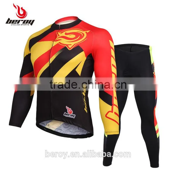 BEROY Cycling Long Sleeve Jersey and Pants Set,100 Polyester China Cycling Team Jersey photo-2